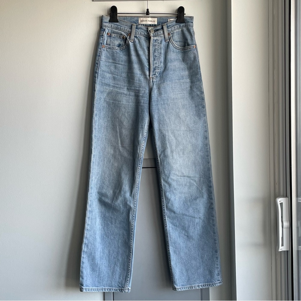 DENIM FORUM The Arlo High Rise Straight 28L Light Blue Jeans